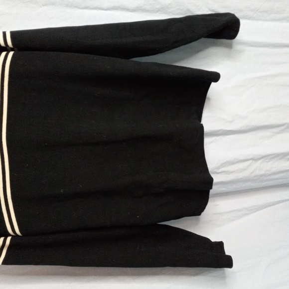 Banana Republic M V-Neck Sweater Black White Long Sleeeve Knit - Picture 3 of 9